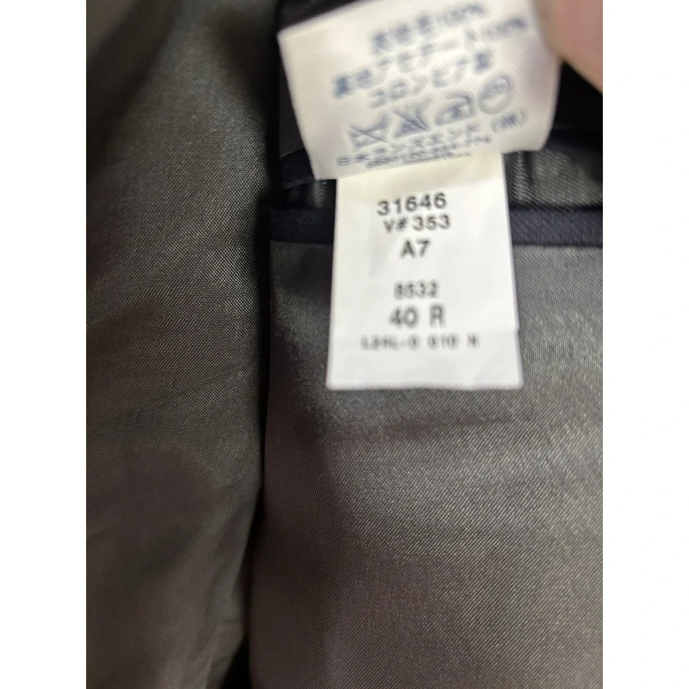 Lands' End 40R Gold Button‎ 100% Wool Blazer Sport Coat Jacket Navy Blue Preppy